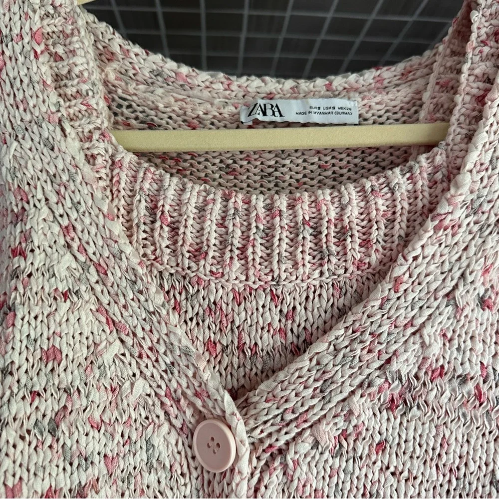 Zara Pink Cardigan & Tank Set with Marled Knit - Picture 2 of 9